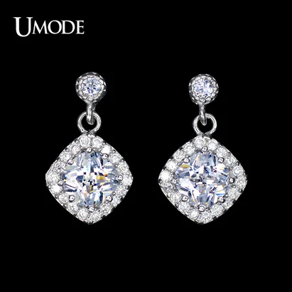 UMODE White Gold Color Boucle D'oreille Pendante With AAA+ Cubic Zirconia Stud Earrings For Women Jewelry AUE0098