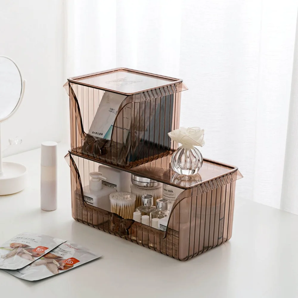 

OTHERHOUSE Desktop Storage Box Makeup Organizer Mask Container Cosmetic Jewelry Storage Case Box Bedroom Bathroom Organizer