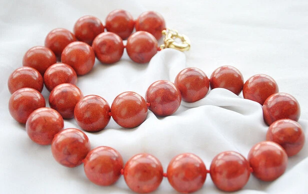 

bjc 0002773 round red natural grass coral bead NECKLACE