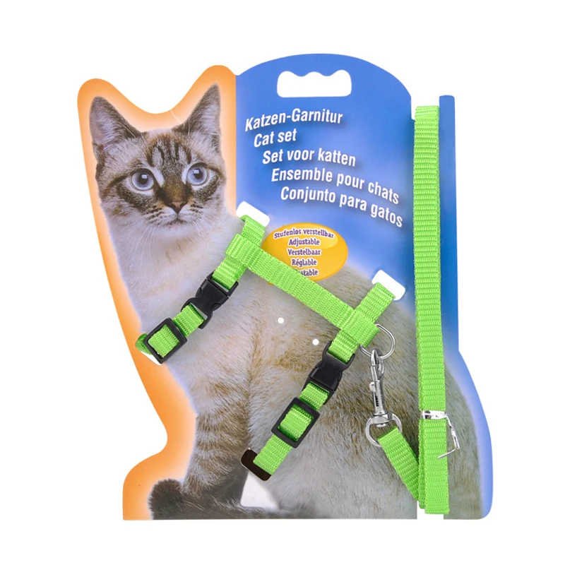 

Nylon Cat Harness And Leash Set Adjustable Harnesses Walking Leads Vest For Cats Kitten 5 Colors