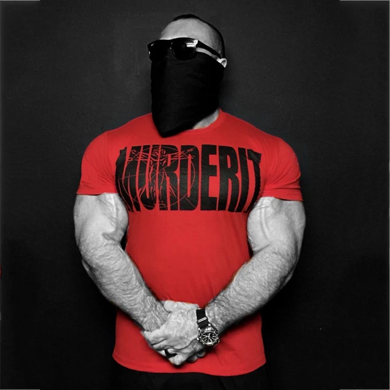 mens gyms T shirt Fitness Printed Shirts-5