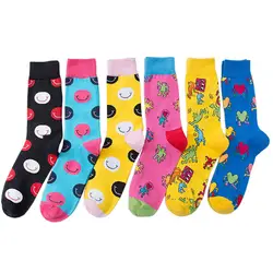 5 пар/лот красочные носки Для мужчин забавные хлопок мультфильм экипажа Happy Socks Повседневное Бизнес чужой уличной носки платье подарок