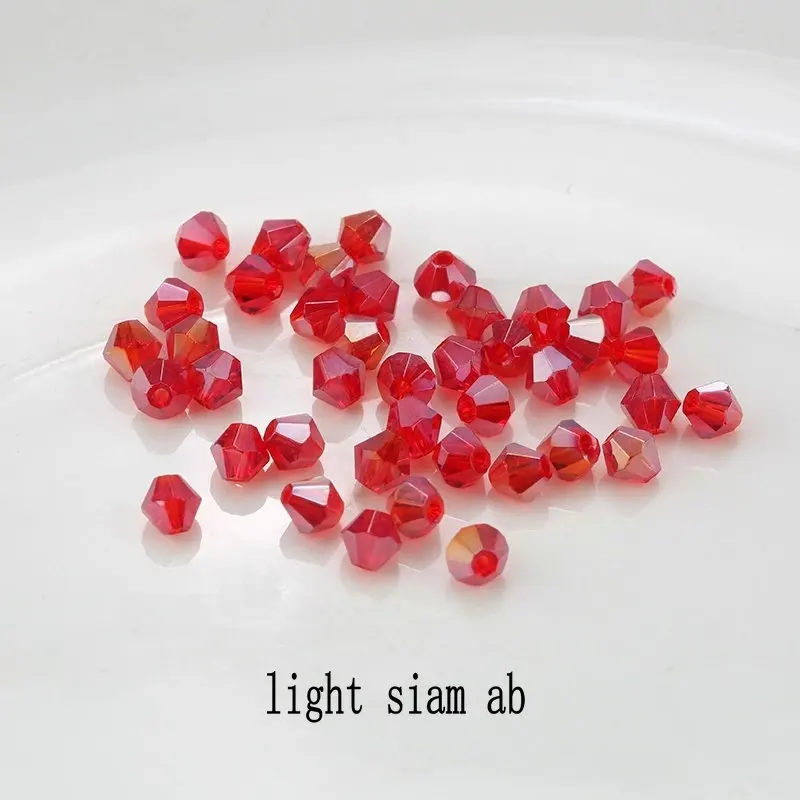 Купите 1 и получите 1 бесплатно 4 мм блестящие хрустальные бусины Bicone Beads стеклянные бусины Свободные разделительные бусины - Цвет: light siam ab