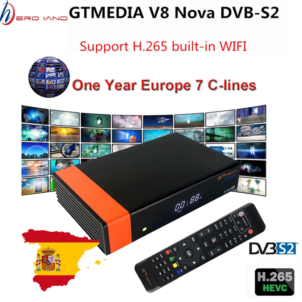 Приемное устройство Gtmedia V8 Nova встроенный WI-FI мощность Gtmedia v8 супер DVB-S2 1 год Клайн ТВ коробки такие же как V9 супер-цифра спутниковый телевизионный ресивер