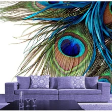 Пользовательские фото обои, в виде перьев павлина, большие фрески для гостиной, спальни, ТВ настенная, дающая фоновое освещение Papel де parede