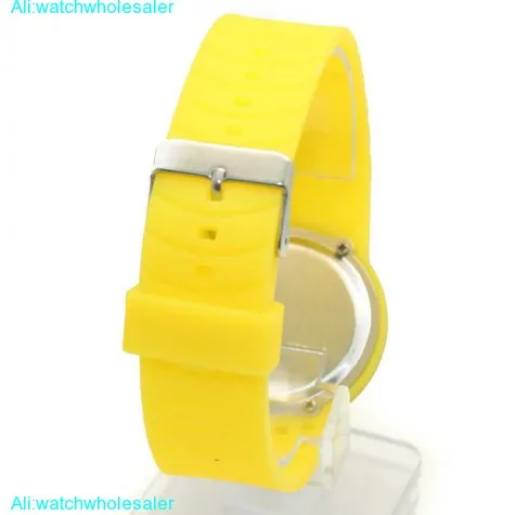 DW418C NATURAL PNP Shiny Silver Watchcase LED Silicone Yellow Band Digital Watch