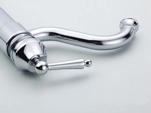 Polished Chrome Brass Gooseneck Single Handle Swivel Kitchen Bathroom Sink Basin Faucet Mixer Taps anf207
