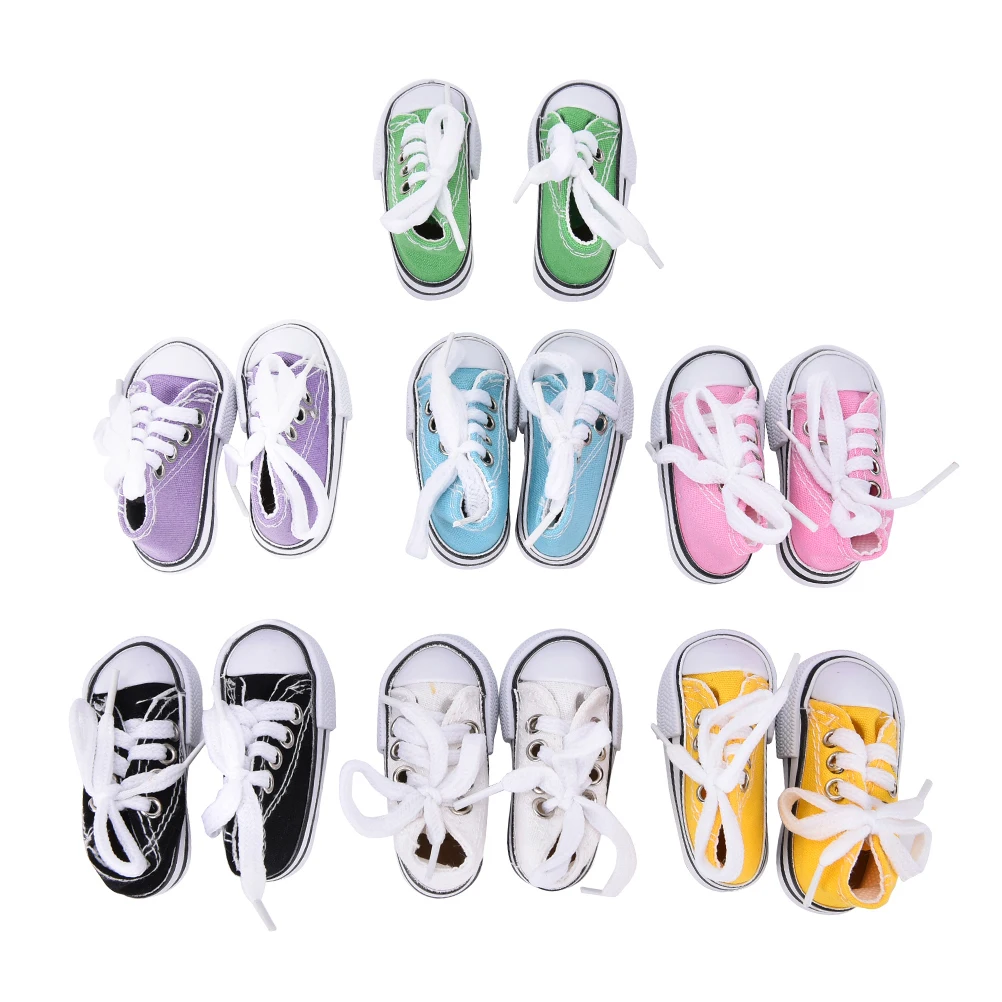 

1 Pair 7.5cm Denim Canvas Shoes For BJD Doll Toy Mini Doll Shoes for Sharon Doll Boots Dolls Sneackers Accessories Hot Sale