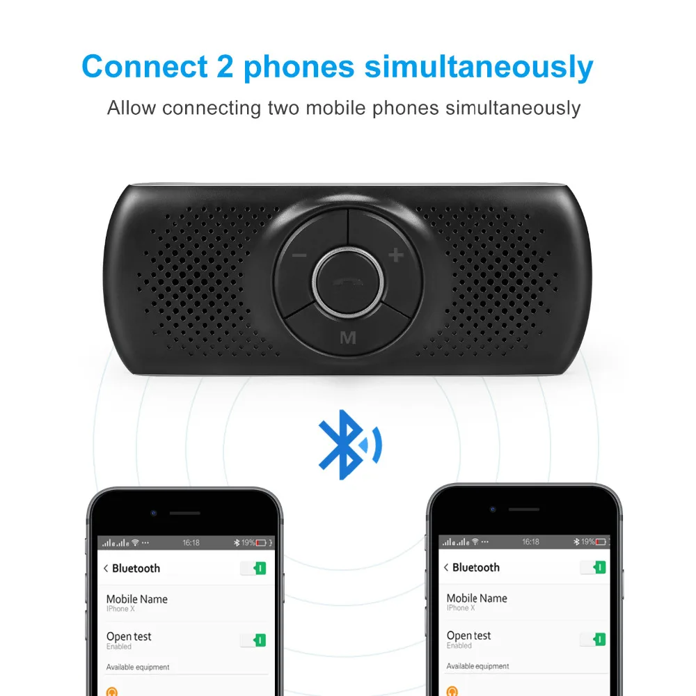 ANLUD Sunvisor Bluetooth Car Kit Handsfree Audio Music Transmitter Player Multi function Car Speakerphone Connect With 2 Phones  (6)