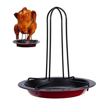 

1 Set Carbon Steel Chicken Roaster Rack With Tray Non-Stick BBQ Grilling Cooking Pans Barbecue Tools Kitchen Gadgets Christmas