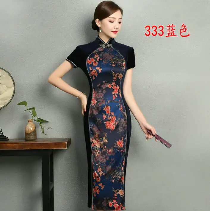 Китайское традиционное платье Чонсам сексуальное женское платье Весна Лето Новое представление длинные Qipao печати старый мир вечерние китайское Cheongsam