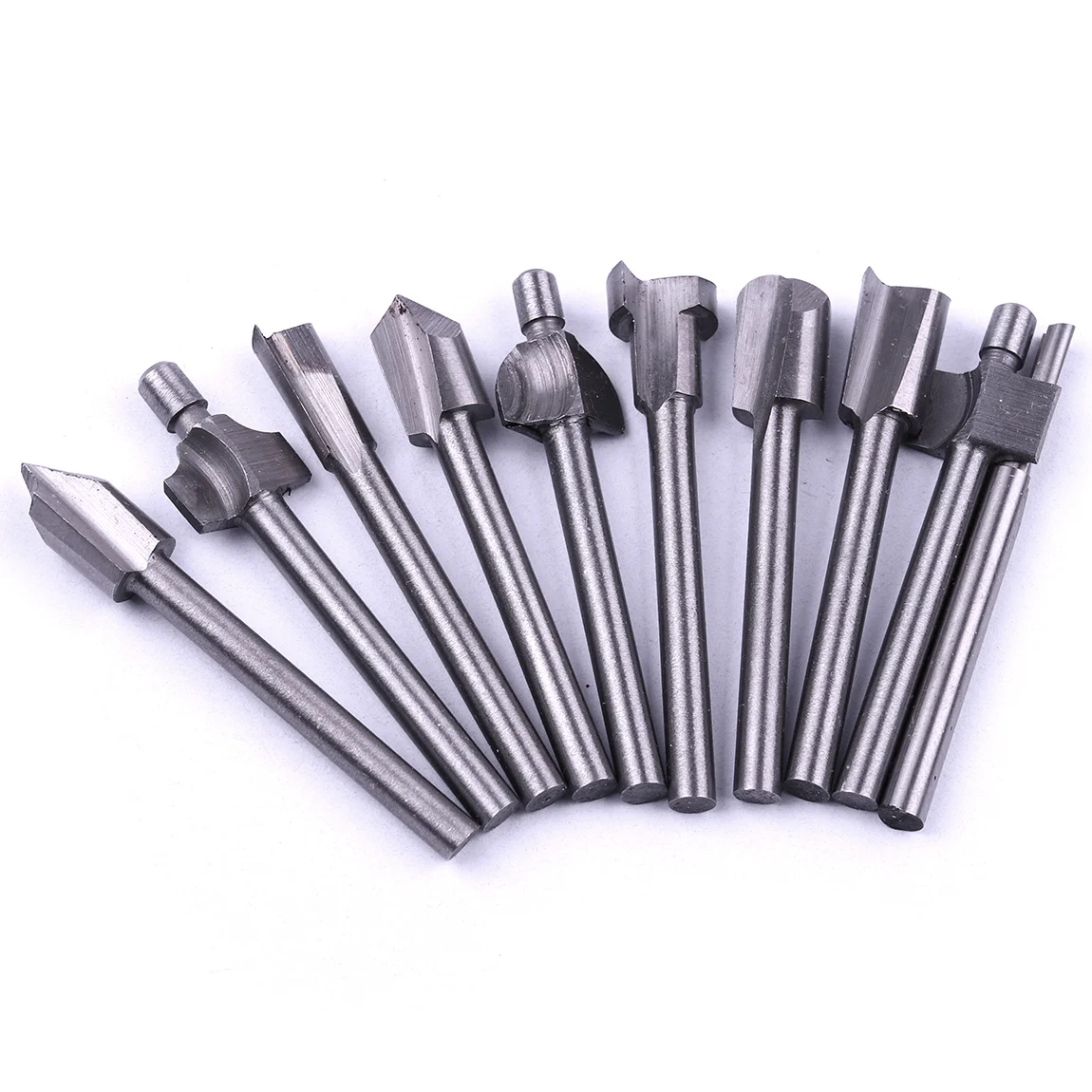 

10x 1/8'' Assorted HSS Round Slot Edge Blades Flush Trim Router Bit Cutter Knife