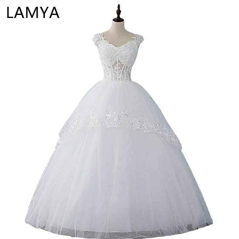 

LAMYA Real Photo Sexy Wedding Dress 2019 Cheap Ball Gown Bridal Gowns Customized Plus Size Wedding Gowns Tank Vestidos Novia