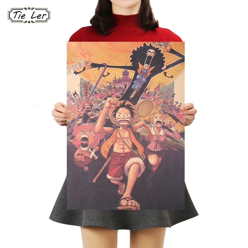

TIE LER Japanese Cartoon Anime One Piece Portrait Collection Kraft Paper Poster Classic Decorative Painting Wall Sticker