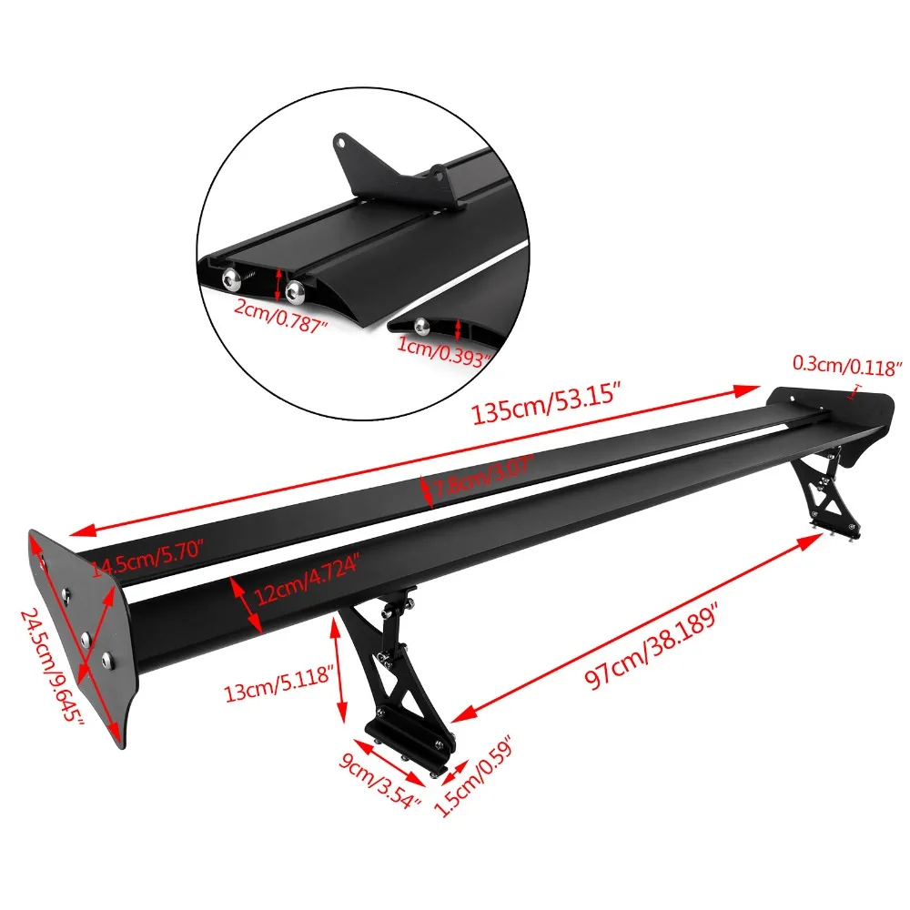 135 см Универсальный Автомобильный седан Высокое качество легкие алюминиевые Спойлеры крылья GT грузовик гоночный спойлер задний хвост крыло зажим багажник