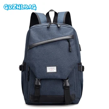 

Canvas Men Backpack Anti Theft With USB Charger Laptop Business Unisex Knapsack Shoulder Waterproof Women Travel Bag B286