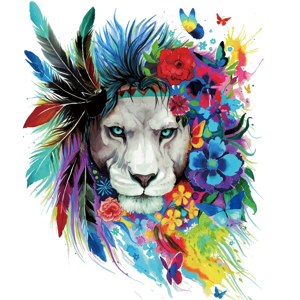 Cool Feather Lion Patches Heat Transfer Iron On Patch A level Washable