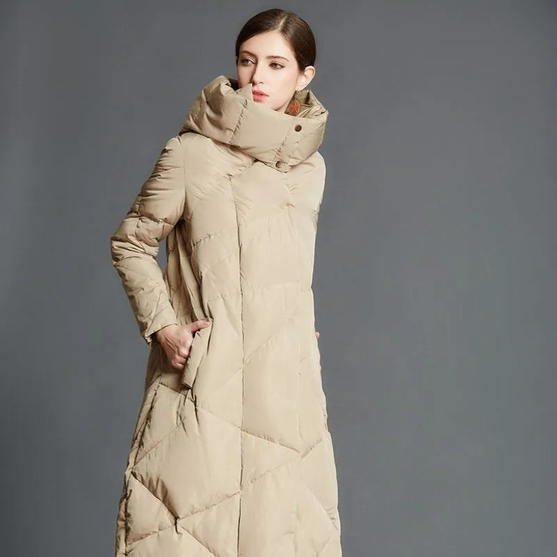 Winter Warm Plus Long Down Coat Women Stand Collar Hooded Detachable Covered Button Puffer Duck Down Jacket Female Outerwear New Winter Warm Plus Long Down Coat Women Stand Collar Hooded Detachable Covered Button Puffer Duck Down Jacket Female Outerwear New