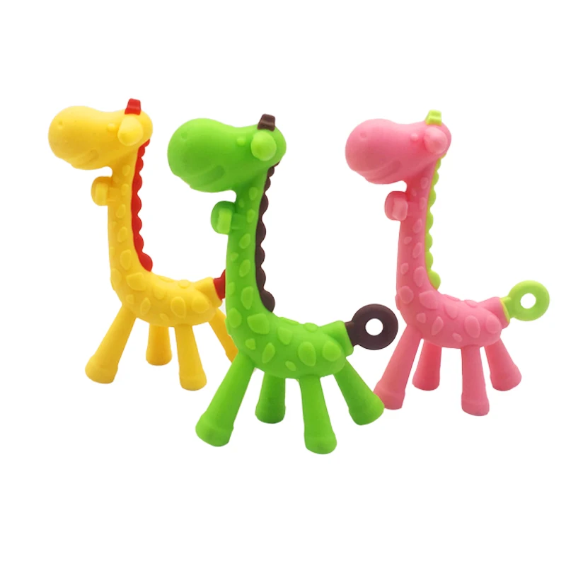 Милая мультяшная форма жирафа детский силиконовый Прорезыватель безопасный, не содержит БФА детские игрушки для прорезывания зубов новое