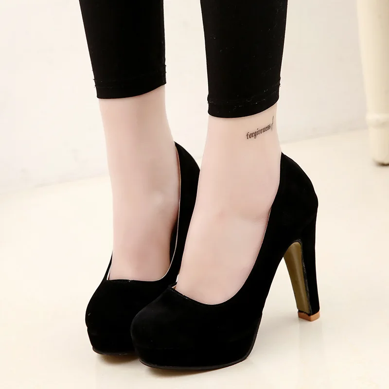 Free shipping 2018 wedding shoes autumn thick with high heels waterproof platform round head women's shoes shallow mouth sweet
