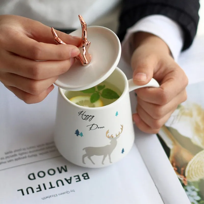 Ctue/Рождественские кружки для дома и офиса с мультипликационным принтом Moose Ceramics