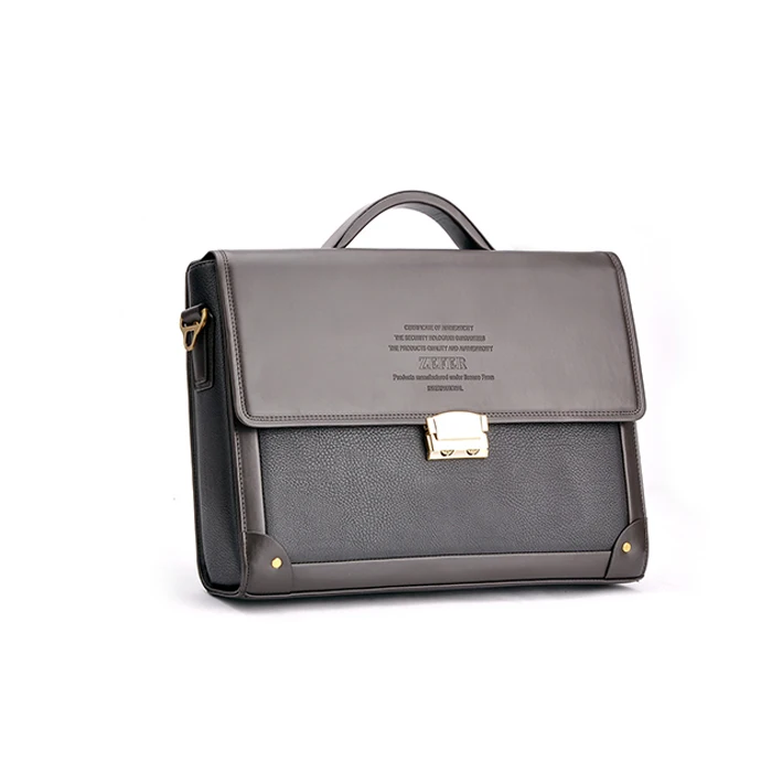

Brand Famous Business Men Briefcase Leather Shoulder Bag for Men Handbags with Lock Design