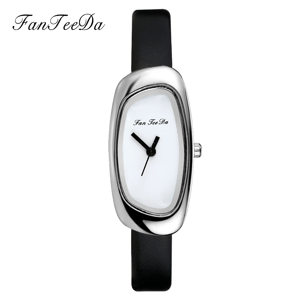 

FanTeeDa Top Brand Women Watches Quartz Alloy Dress Casual Wrist Watch Leather Strap Silver Luxury Ladies Wrist Watch