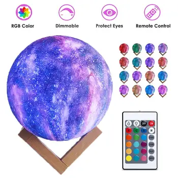

DSstyles LED 3D Moon Kamp with Colored Drawing Surface Remote Control 16 Colors+Touch Function