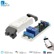 Módulo de automatización inteligente eWeLink, Compatible con Google Home, WiFi, módulo de automatización inteligente de 2 canales, interruptor de Motor de 220v