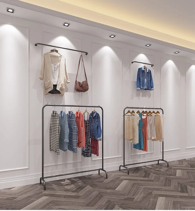 

cheap hangers Clothing store men's and women's shelves Clothing display rack