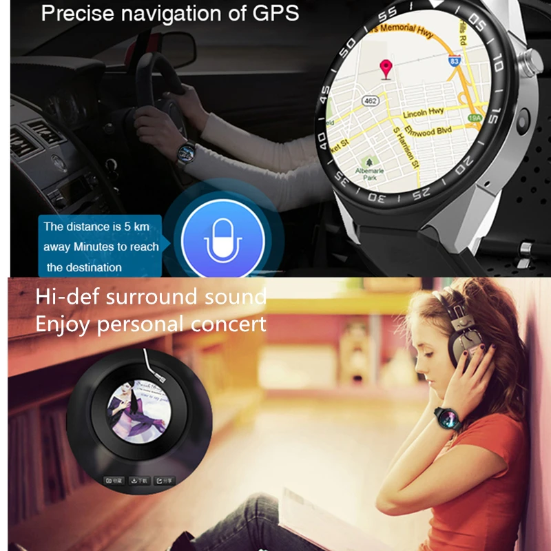 Smart Watch KW88 PRO For Samsung gear s3 with 2MP Camera 2GB RAM 16GB ROM SIM Card 3G WIFI GPS Smartwatch Heart rate monitor