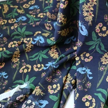 Цветочный хлопок нейлон ткань тонкий летнее платье рубашка текстиль темно-синий 100 см* 145 см