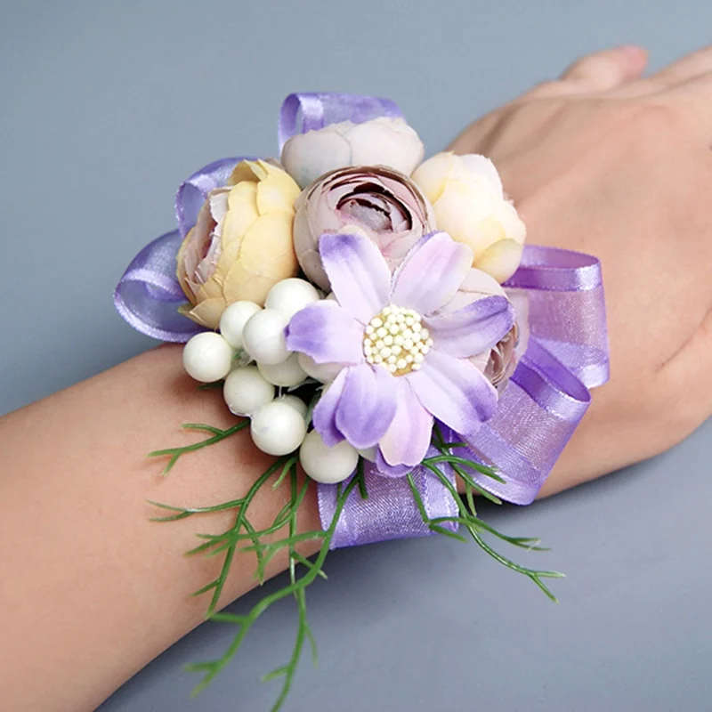 Simulation Camellia Wrist Corsages Wedding Wrist Flowers Artificial