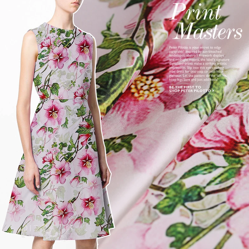 

Customized 108cm wide 19mm high-grade silk stretch satin closed month shame flower heavy digital inkjet silk stretch clothing