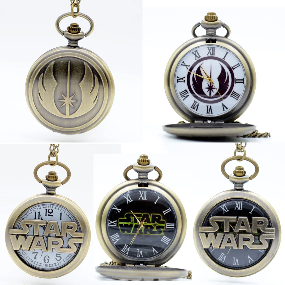 

Fashion STAR WARS Jedi Order Black Dial Sci-fi movies Quartz Pocket Watch Analog Pendant Necklace Mens Watch Womens Watches Gift