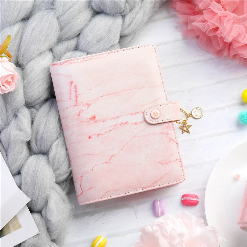 Lovedoki Pink Marble Binder Notebook And Journal A6 Spiral Planner Organizer 2019 Agenda Diary Girls  Stationery School Supplies