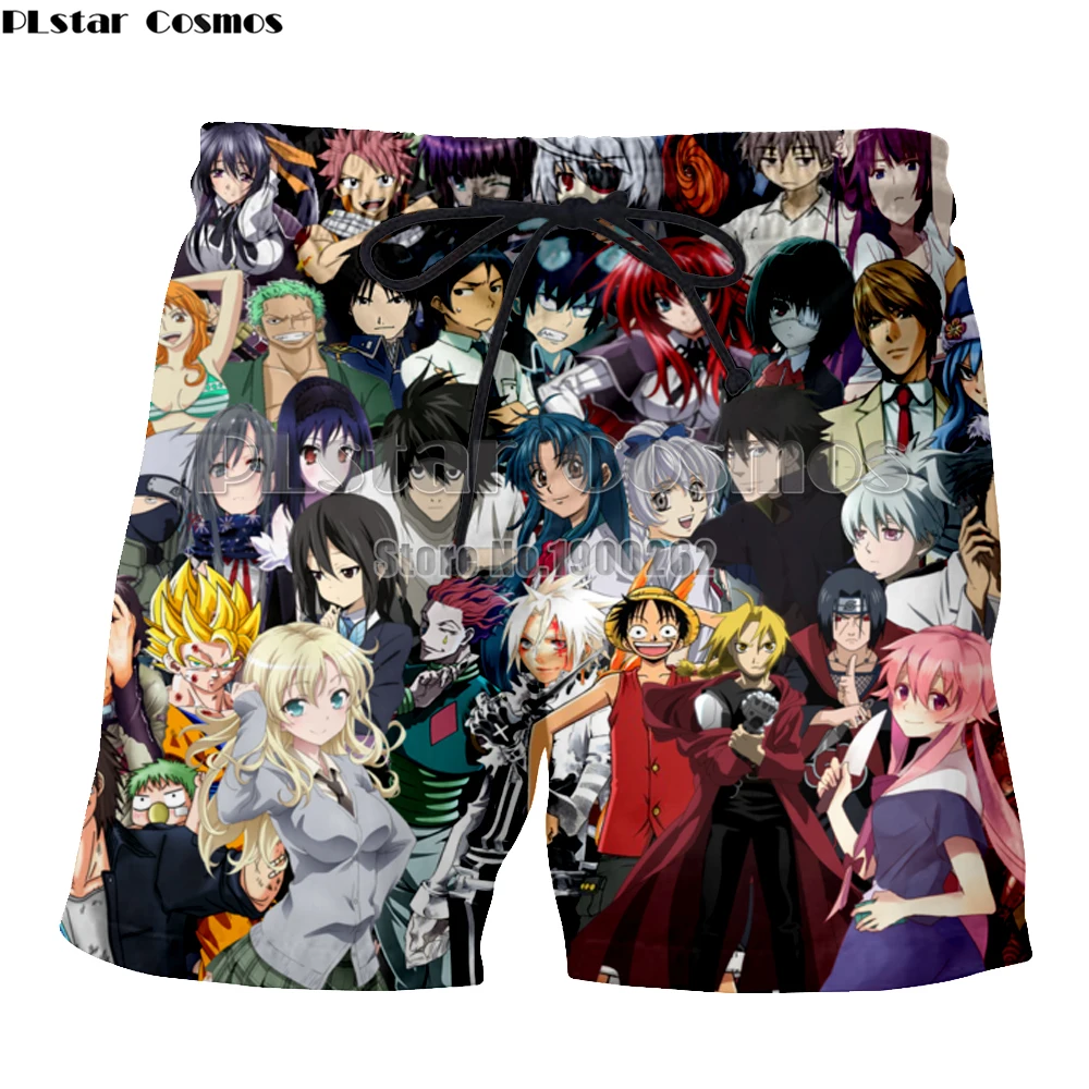 PLstar Cosmos аниме Харадзюку стиль лето стиль мужские шорты аниме принт 3d повседневные шорты Прямая