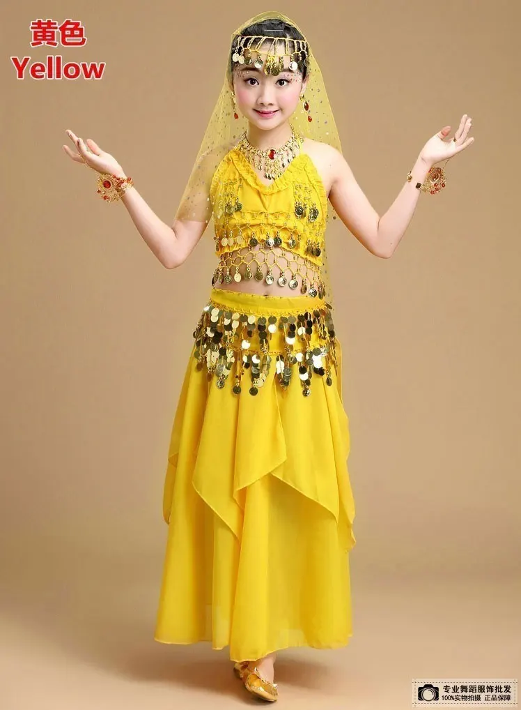 Производительность девочки танец живота Танцы костюм комплект для детей в индийском стиле Танцы ребенка Танцы девочки с Танцы одежда девушка Египет Танцы костюмы