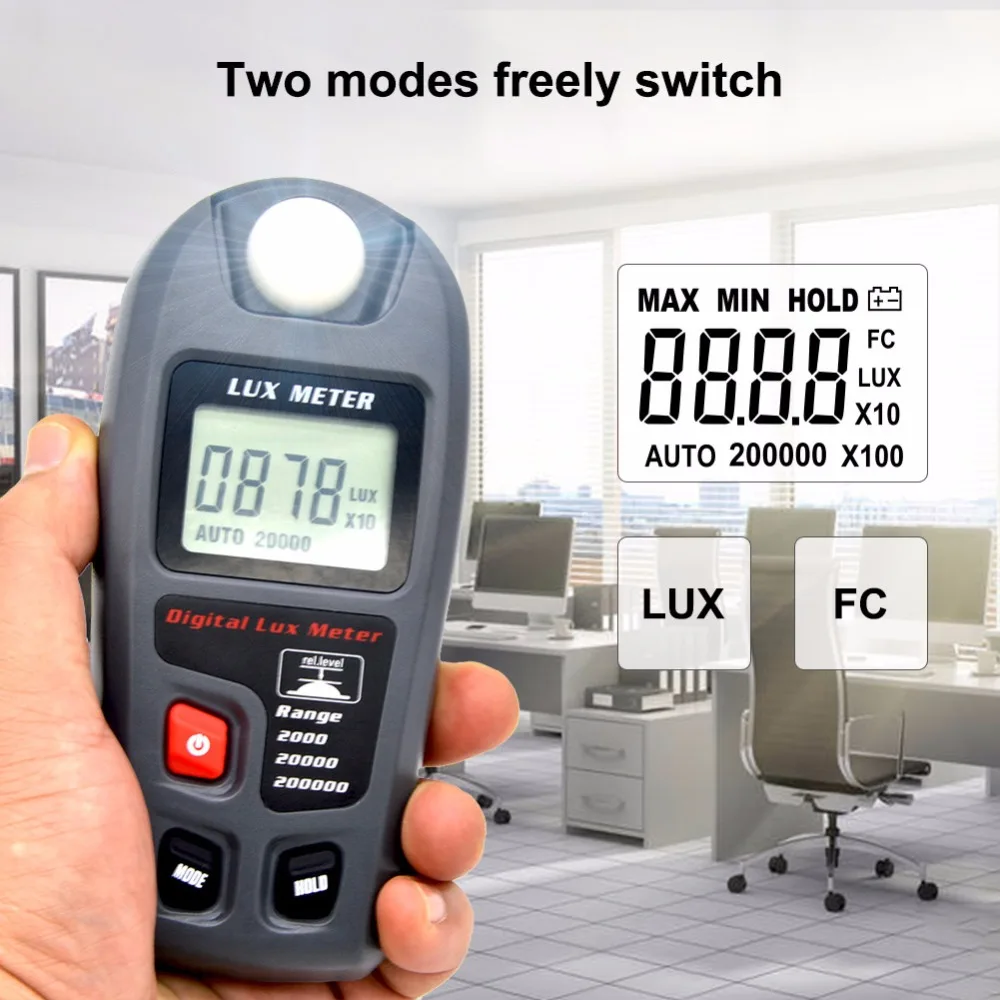 Günstig Yieryi MT 30 Digitale Luxmeter 0 ~ 200000 Lux LCD Display Licht Meter Umwelt Prüfung Illuminometer Sensor Große Photometer