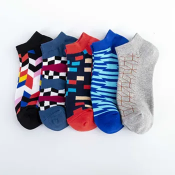 

PEONFLY Men's Casual Novelty Colorful Summer Ankle Socks Happy Combed Cotton Short Socks Plaid Dress Boat Socks