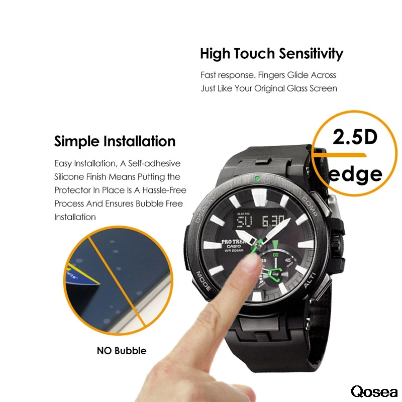 Qosea 10 шт. Премиум Закаленное стекло для часов Casio PRW-7000 защита экрана Ультра прозрачная 9H Защитная Пленка премиум класса