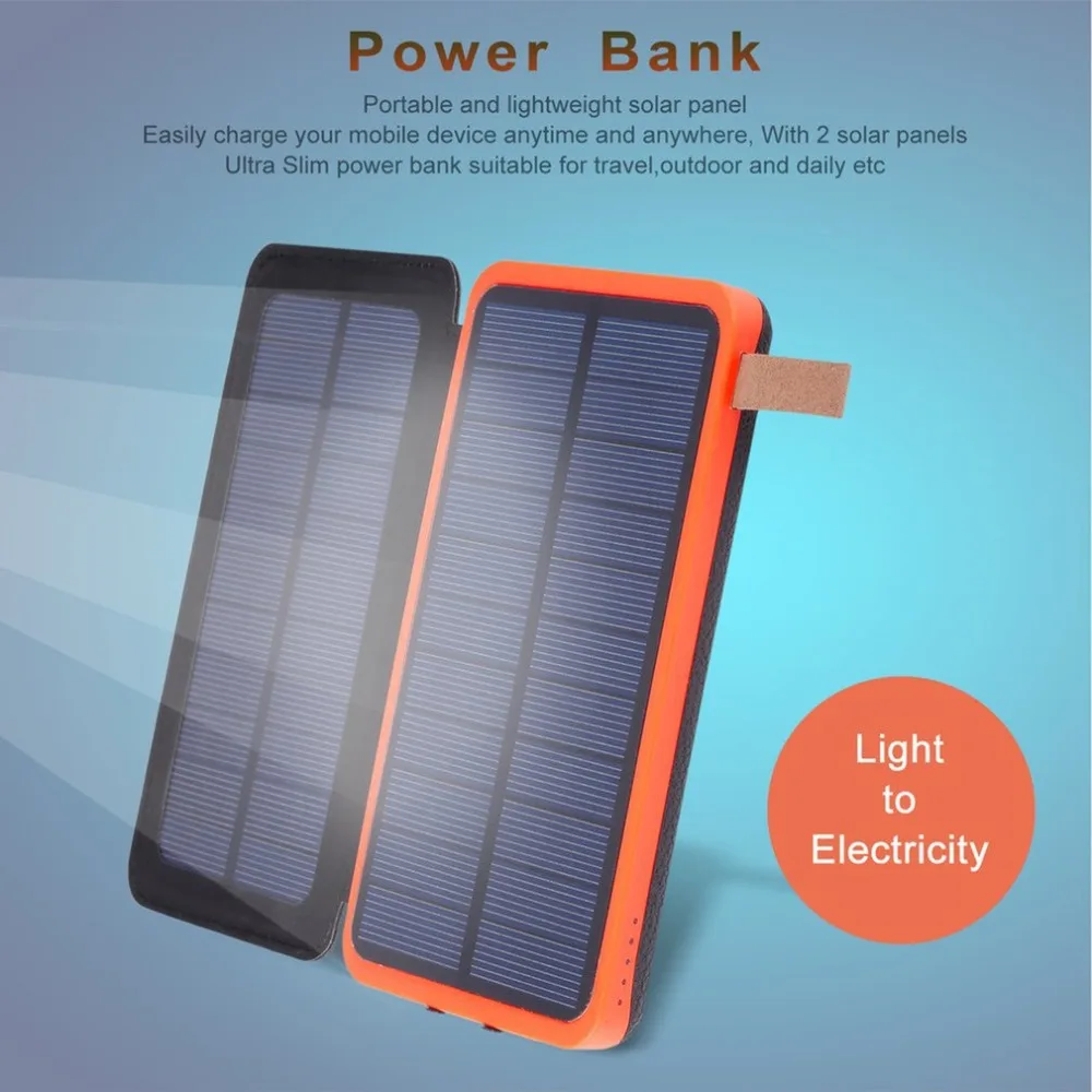 Solar Power Bank 30000mAh Waterproof Powerbank Charger Doubled Fold Portable Power Source With Camping Light For Mobile Phone Solar Power Bank 30000mAh Waterproof Powerbank Charger Doubled Fold Portable Power Source With Camping Light For Mobile Phone
