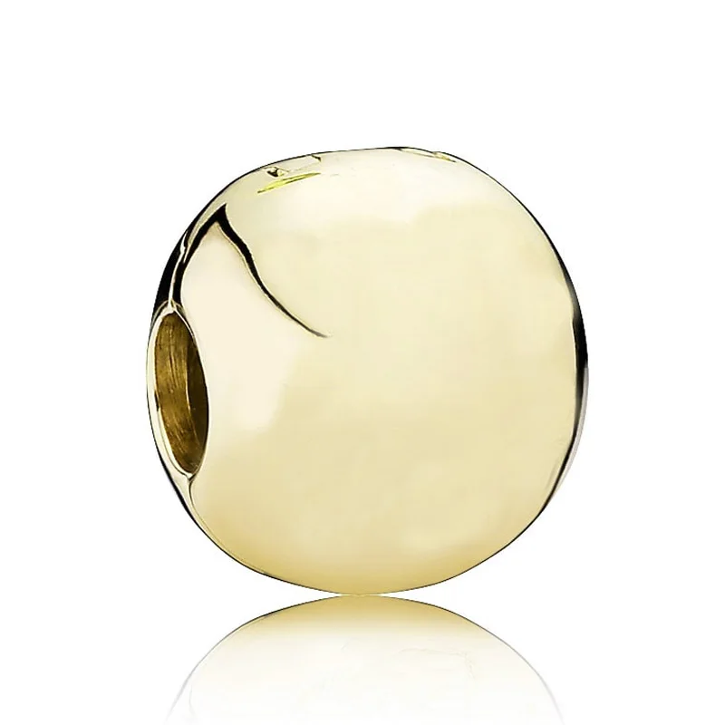 

Authentic 925 Sterling Silver Bead Charm Gold Color Signature Clip Lock Stopper Beads Fit Pandora Bracelet Bangle DIY Jewelry