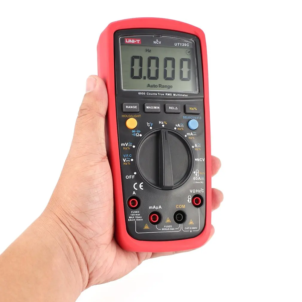 

6000 Counts Digital Multimeter Voltmeter with Auto Range True RMS DC/AC Voltage LoZ Temperature Capacitance VFC UT139C