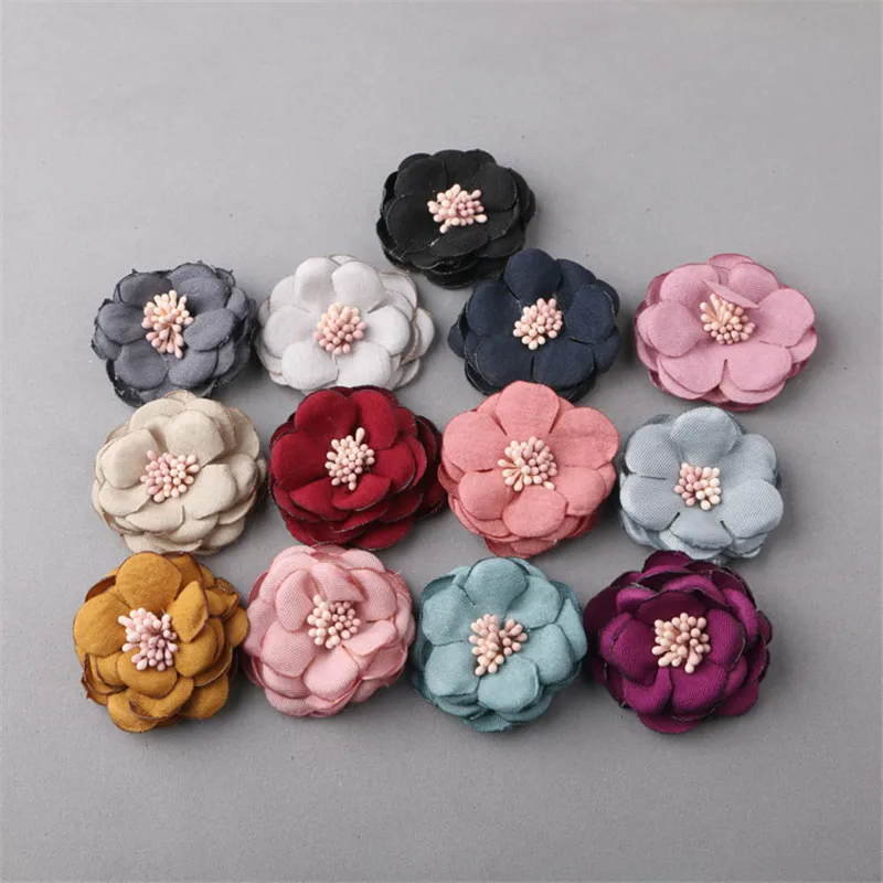 

New Arrival Handmade Floral Patch Sitckers 20PCs 30MM Fabric Flower Craft Girls Hair Jewelry DIY Ornament Accessories Garments