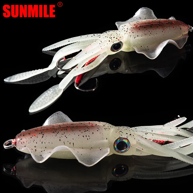 US $3.04 SUNMILE Fishing Soft Squid Lure 20g/60g/80g/100g/120g/150g Luminous/UV Squid Jig Fishing Lures For 