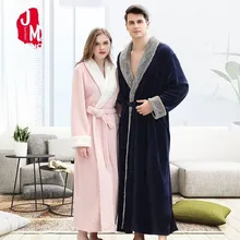 Зимний длинный халат, женский теплый халат, Женский банный халат, Пара толстых теплых полотенец для влюбленных, женское кимоно, пеньюар, Femme