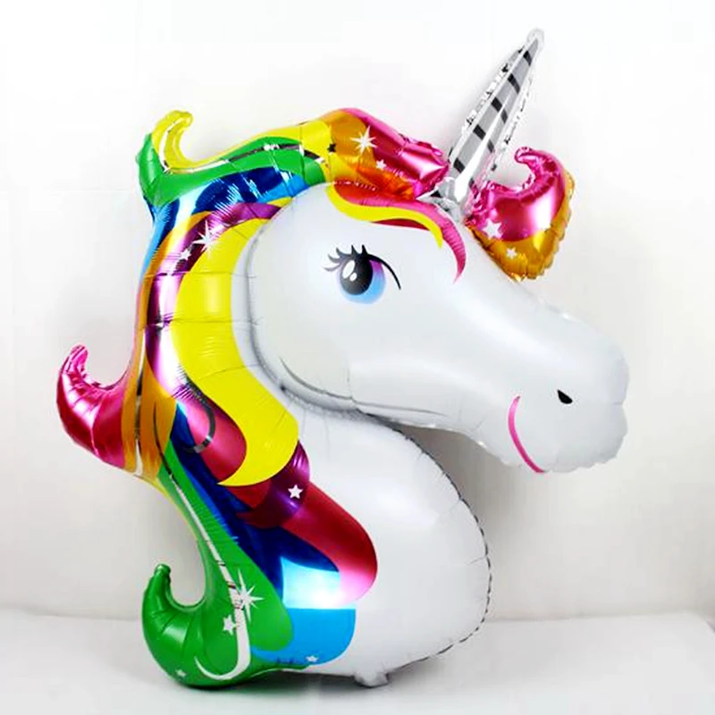 

117cm Cartoon Unicorn Rainbow Color Horse Theme Foil Balloon Kids Favor Children Birthday Party Wedding room Decoration Supplies