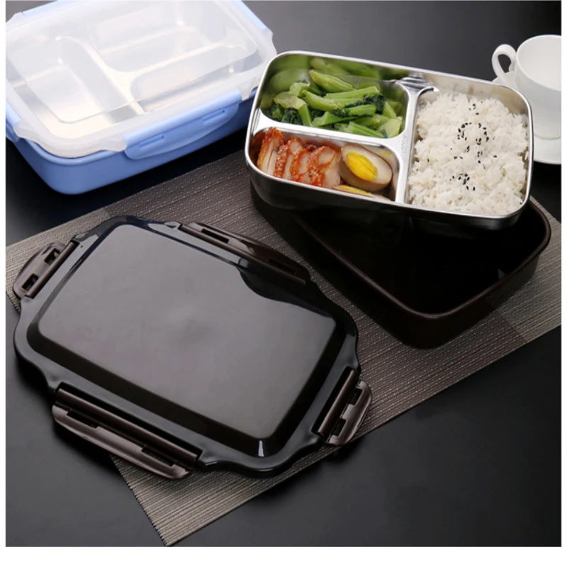 

Camping Tableware box Stainless Steel Portable Picnic Outdoor Food Container With Compartments Microwavable Thermal Bento Box