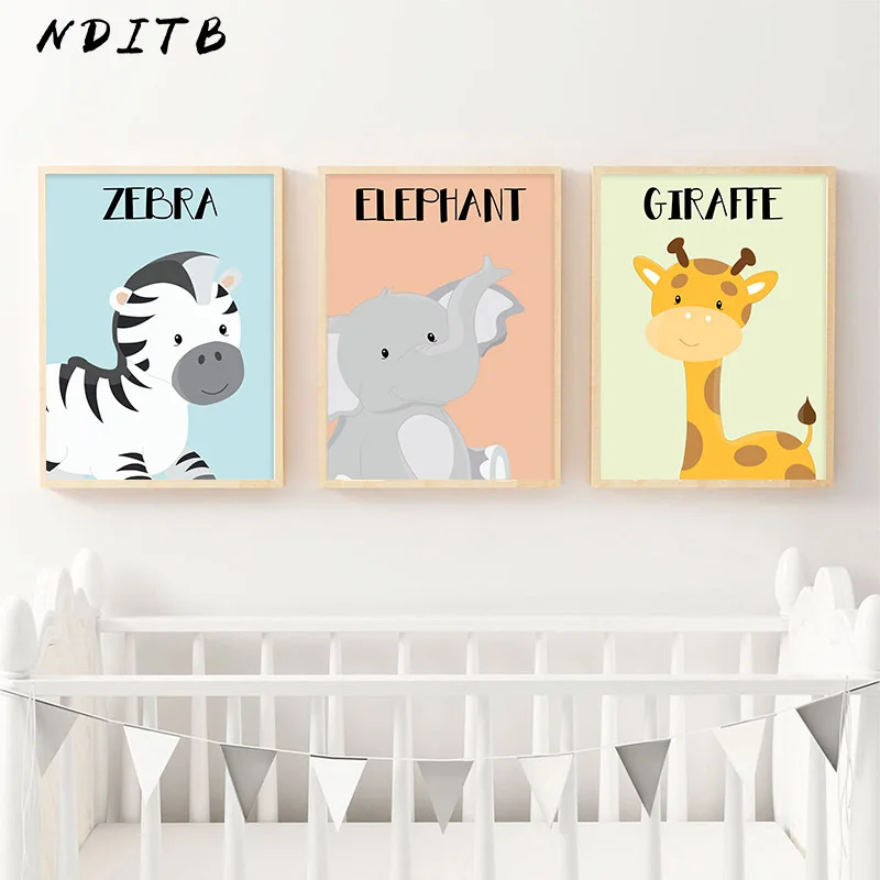 Us 2 7 53 Off Baby Nursery Wall Art Canvas Poster Woodland Animal Zebra Print Cartoon Painting Nordic Kids Decoration Picture Bedroom Decor In